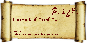 Pangert Árpád névjegykártya